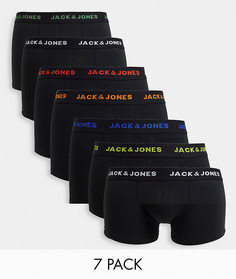Набор из семи боксеров-брифов с разноцветными логотипами на поясе Jack & Jones-Черный цвет