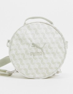 Белый круглый рюкзак со сплошным принтом в стиле унисекс Puma