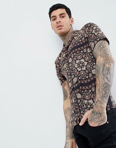 Рубашка классического кроя с отложным воротником и принтом пейсли ASOS DESIGN-Красный