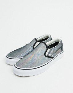 Черно-белые замшевые светоотражающие слипоны Vans-Мульти