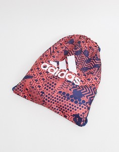 Сумка на затягивающемся шнурке розового и синего цвета с принтом adidas Training-Розовый
