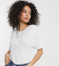 Белая свободная укороченная футболка с кнопками спереди ASOS DESIGN Tall-Белый