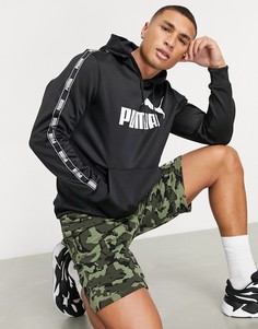 Черный худи из политрикотажа с тесьмой на рукавах PUMA-Черный цвет