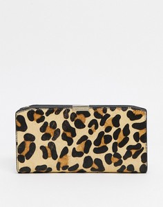 Кожаный кошелек с леопардовым принтом Paul Costelloe-Коричневый цвет