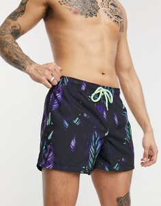 Короткие шорты для плавания с цветочным принтом ASOS DESIGN-Зеленый цвет
