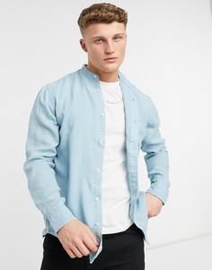 Приталенная рубашка пастельного оттенка с длинными рукавами Selected Homme-Голубой