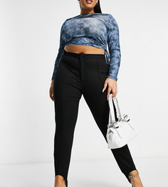 Черные выбеленные джинсы узкого кроя со штрипками ASOS DESIGN Curve-Черный цвет