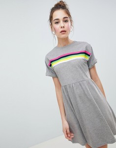 Платье мини с разноцветной отделкой ASOS DESIGN-Серый
