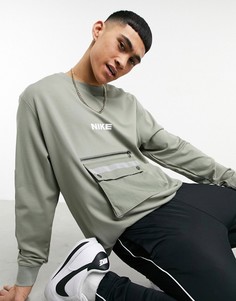Свитшот цвета хаки с круглым вырезом Nike City Made Pack-Зеленый цвет