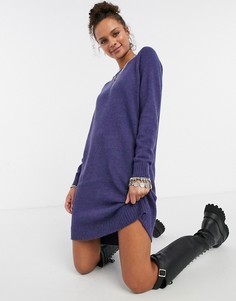 Синий трикотажный джемпер с круглой горловиной Vila-Голубой