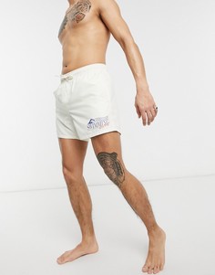 Короткие шорты для плавания с принтом "Swimming Club" ASOS DESIGN-Белый