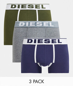 Набор из 3 боксеров-брифов цвета хаки, серого и синего цвета Diesel-Многоцветный