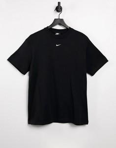 Черная oversized-футболка бойфренда с логотипом-галочкой Nike-Черный цвет
