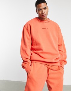 Окрашенный свитшот в рубчик выгоревшего оранжевого цвета adidas Originals "Premium Sweats"-Оранжевый цвет