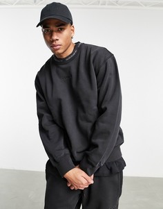 Окрашенный свитшот в рубчик черного цвета adidas Originals "Premium Sweats"-Черный цвет