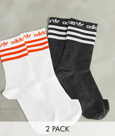 Набор из двух пар носков в полоску с линейным логотипом adidas Originals "Premium Sweats"-Многоцветный