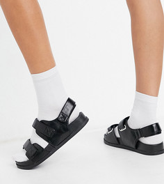 Черные сандалии в спортивном стиле для широкой стопы ASOS DESIGN Wide Fit Factually-Черный цвет