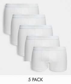 Набор из 5 белых боксеров-брифов ASOS DESIGN-Белый