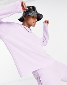 Сиреневый хлопковый джемпер в рубчик от комплекта ASOS DESIGN