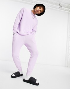 Сиреневые хлопковые джоггеры в рубчик от комплекта ASOS DESIGN-Сиреневый