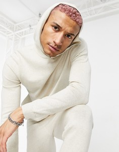 Светло-бежевый худи из хлопкового трикотажа от комплекта ASOS DESIGN