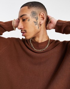 Коричневый джемпер из хлопка в рубчик от комплекта ASOS DESIGN-Бежевый