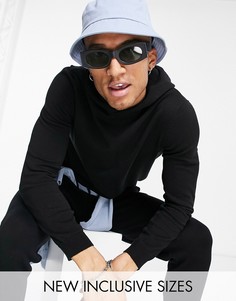 Черный худи из хлопкового трикотажа от комплекта ASOS DESIGN-Черный цвет