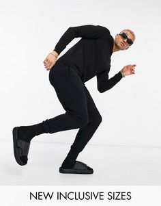Черные джоггеры из хлопкового трикотажа от комплекта ASOS DESIGN-Черный цвет