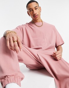 Розовая oversized-футболка из ткани пике от комплекта ASOS DESIGN-Розовый цвет