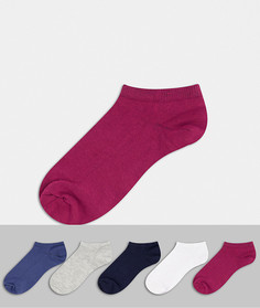 Набор из пяти пар невидимых носков базовых цветов ASOS DESIGN-Многоцветный