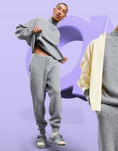 Серые меланжевые вязаные джоггеры (от комплекта) ASOS DESIGN-Серый
