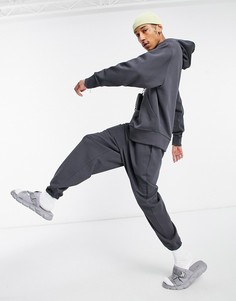 Черные выбеленные oversized-джоггеры из плотного трикотажа от комплекта ASOS DESIGN-Черный цвет