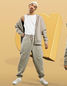 Коричневые выбеленные oversized-джоггеры из плотного трикотажа от комплекта ASOS DESIGN-Коричневый цвет