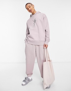 Oversized-джоггеры из плотного трикотажа приглушенного розового цвета от комплекта ASOS DESIGN-Розовый цвет