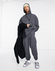Черный выбеленный худи в стиле oversized из плотного трикотажа от комплекта ASOS DESIGN-Черный цвет