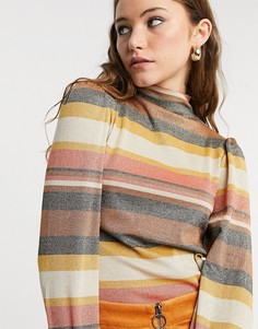 Топ в полоску с блестками и длинными рукавами Lottie And Holly-Многоцветный