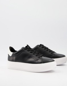 Черные кожаные кроссовки с белой вставкой Kurt Geiger London Laney-Черный цвет