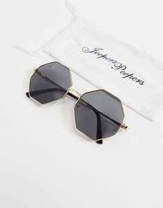 Солнцезащитные очки в стиле oversized в золотистой шестиугольной оправе Jeepers Peepers-Золотистый