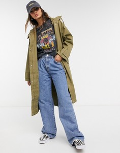 Удлиненная парка цвета хаки ASOS DESIGN-Светло-бежевый