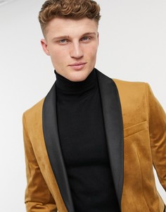 Бархатная куртка бежевого цвета Moss London-Светло-коричневый