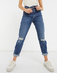 Синие джинсы с завышенной талией в стиле 90-х River Island-Голубой