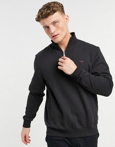 Черный комбинируемый свитшот на короткой молнии Threadbare-Черный цвет