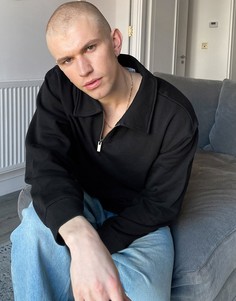 Черный свитшот с короткой молнией Weekday Stefan-Черный цвет