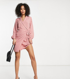 Розовое платье мини с запахом и воротником ASOS DESIGN Tall-Розовый цвет