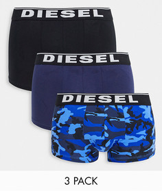 Набор из трех боксеров-брифов черного и синего цвета и с камуфляжным принтом Diesel-Многоцветный