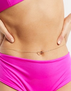 Золотистая цепочка на талию с подвеской-сердечком ASOS DESIGN-Золотистый