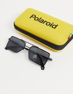 Солнцезащитные очки в стиле унисекс с квадратными линзами Polaroid-Черный цвет