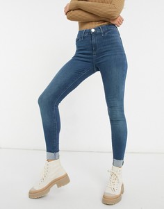 Выбеленные синие зауженные джинсы с отворотами River Island Molly-Голубой