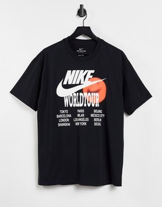 Черная oversized-футболка с графическим принтом Nike World Tour Pack-Черный цвет