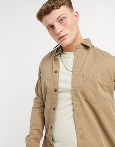 Однотонная рубашка с длинными рукавами Selected Homme Gaustin-Коричневый цвет